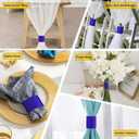 Polymer Material Reusable Napkin Band, Glue-Free Tear-Proof Water Resistant Oil-Proof Napkin Bands Set of 200(Front Blue Color and Back White), 6 Adjustable Sizes Napkin Rings