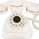 Retro Landline Telephone, Sentno 1960's Vintage Corded Dial Phone Classic Old Fashion Telephones Wired Desk Telephone for Office and Home (White)