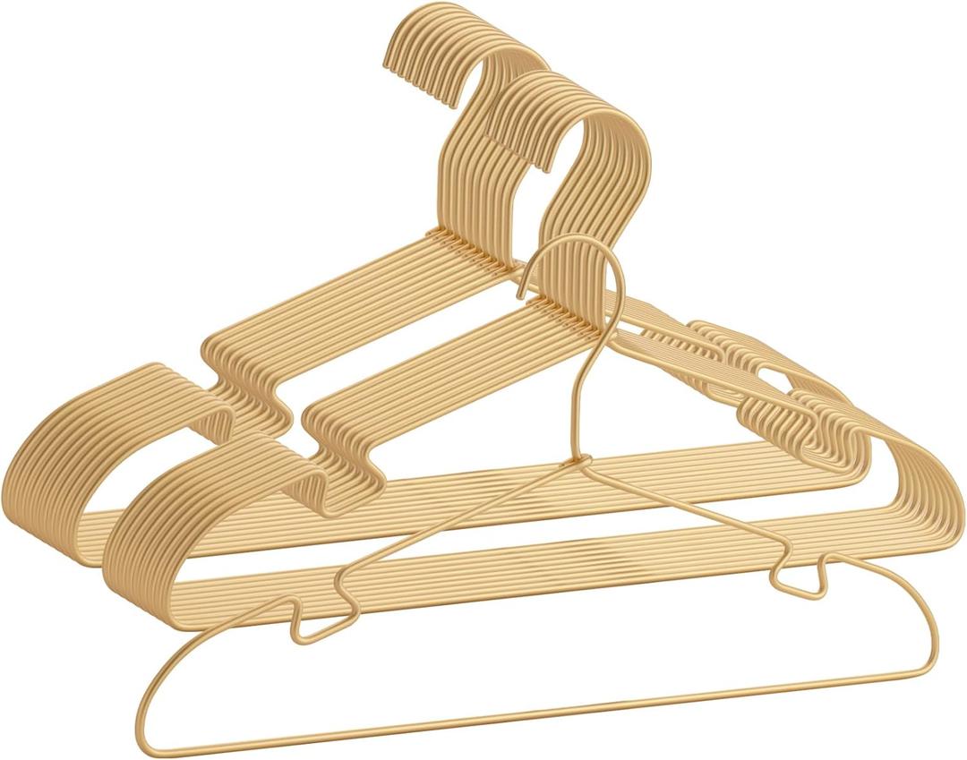Gold Aluminum Hangers, 16.5 Inch Smooth and Durable Metal Shirt Dress Hanger, Lightweight and Sturdy Metal Hanger for Suit Jackets and Casual Pants (20 Pack)