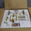 Goldenwarm Double Front Door Lock Set, Gold Double Door Handle Set, Gold Double Door Handle with Dummy, Modern Double Front Door Hardware Set with Reversible Handle Lever