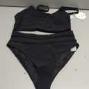 ANRABESS Bikini Sets for Women Summer 2026 High Waisted 2 Piece Bathing Suit Tummy Control Swimsuit Color Block Swimwear (Large, Black)