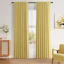 Guken Yellow 100% Blackout Linen Curtains 84 Inch Length 2 Panels Set for Living Room Bedroom Back Tab Thermal Insulated Black Out Drapes Room Darkening Window Curtains 84 Inches Long