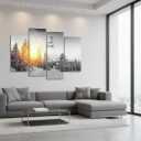 YeiLnm Ski Mountain Posters Snowboard Picture 4 Piece Wall Art Winter Canvas, 12x24inchx2pcs+12x32inchx2pcs