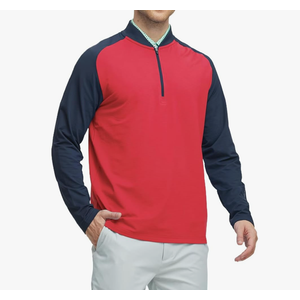 M MAELREG Quarter Zip Pullover Men Moisture Wicking Micro Fleece Performance Raglan Collarless Golf Sweatshirts for Men, M