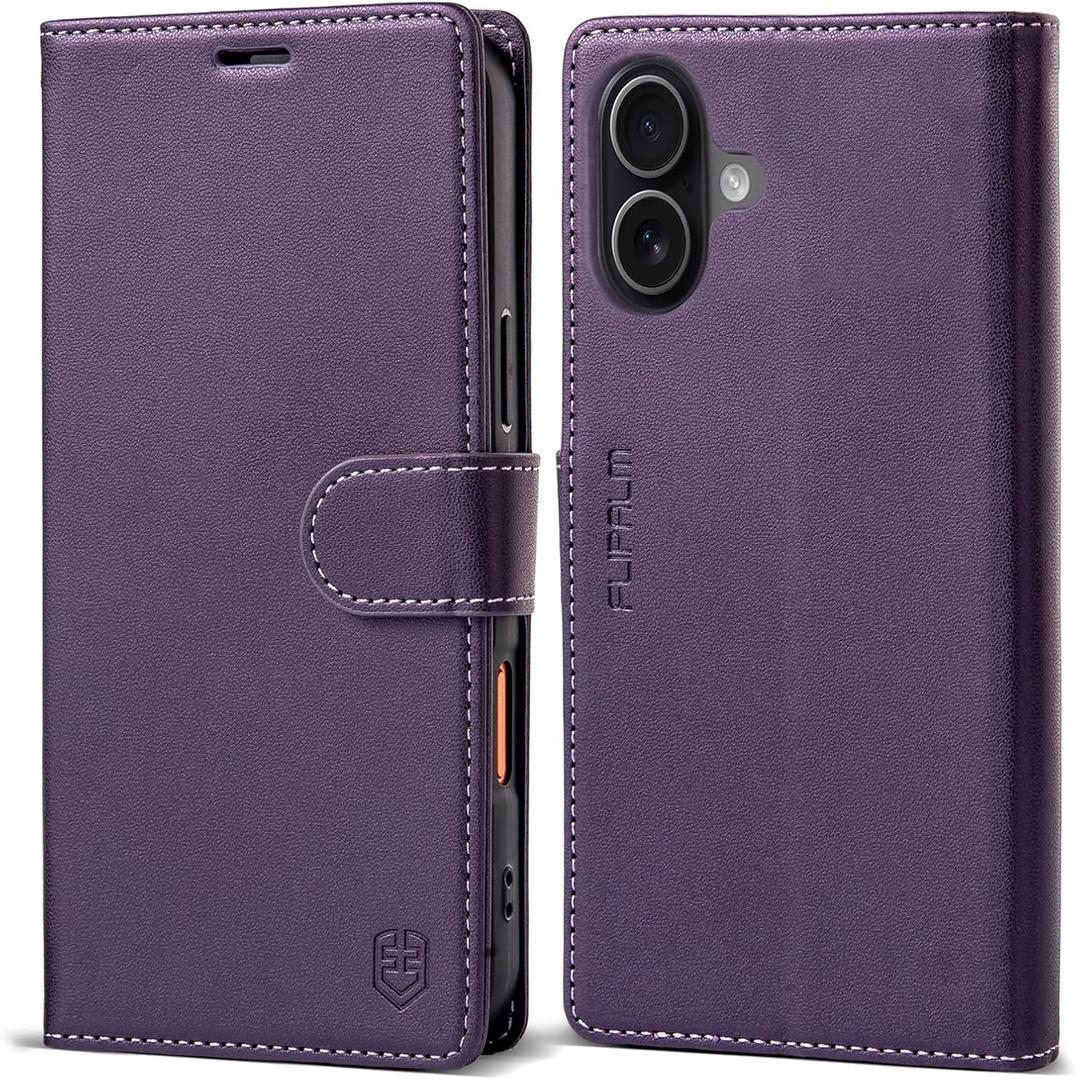 Wallet Case for iPhone 17 with Credit Card Holder,PU Leather Folio Flip Kickstand Protective Shockproof Cover for Apple 17 Phone Case (Purple, for iPhone 17-6.3'')