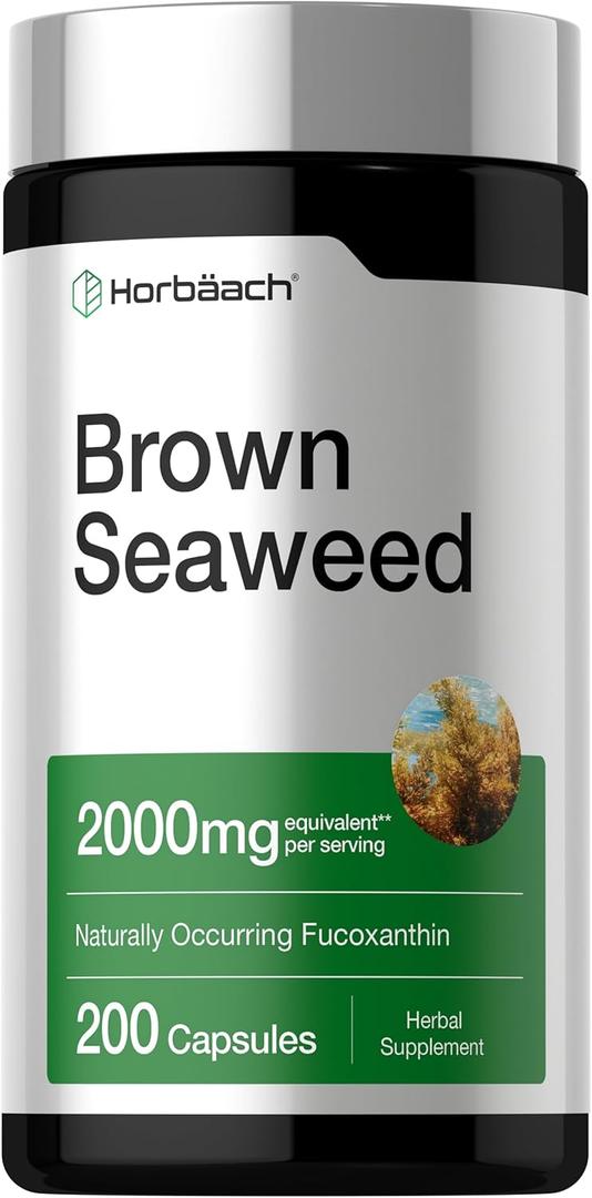 Horbach Brown Seaweed Extract Capsules | 200 Pills | Fucoxanthin Supplement | Non-GMO, Gluten Free, EXP: 05/2028