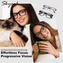SKYOAK 2 Pack Trendy Progressive Multifocus Reading Glasses Women, Retro Rectangle Frame Anti UV/Eyestrain Computer Readers, Stylish Spring Hinge Multifocal Glasses with Metal Core Wire, 1.5x
