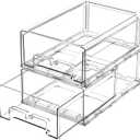 2 Pack Refrigerator Drawers - Fridge Organizer Bins Stackable Storage Drawers, Clear Refrigerator Organizing Containers Pull Out Drawer for Fruit, Vegetable Storage and Keep Fresh