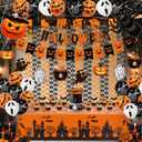 Halloween Party Decorations Set,Banners,Balloons,Cake Toppers,Tablecloth, Hanging Swirls,Backdrop