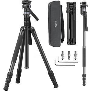 SmallRig CT190 Professional Video Tripod, 72" Camera Tripod with Leveling Base, Monopod Conversion, Video Tripod for Travel, Video and Vlogging, with Carry Bag, Load up to 8.8 lbs/4 kg - 4319