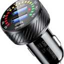 Kewig Car Charger, 36W Fast Car Charger Adapter, Dual USB Car Fast Charge with Colorful Voltmeter & ON/Off Switch