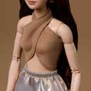 Barbie Basics Model Collector Fashion Doll 06 with Brunette Hair, Shimmery Golden Skirt & Halter, Universal-fit Fashions, Posable Body