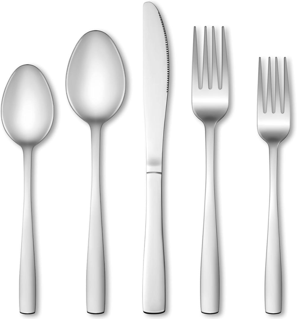 20 Pcs Black Silverware Set, Food-Grade Stainless Steel Flatware Set for 4, Square Cutlery Set, Mirror Polished Tableware Eating Utensils Set for Kitchen, Include Knife Fork Spoon Set,Dishwasher Safe (Square Handle 20 Pieces)