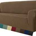 MAXIJIN Super Stretch Couch Cover for 3 Cushion Couch, 1-Piece Universal Sofa Covers Living Room Jacquard Spandex Furniture Protector Dogs Pet Friendly Fitted (Extra Large, Brown)