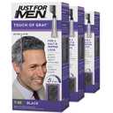 Just For Men Touch of Gray, Mens Hair Color Kit with Comb Applicator for Easy Application, Great for a Salt and Pepper Look - Black, T-55, Pack of 3