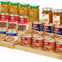 Bamboo Expandable Can Rack Organizer for Pantry, Stackable 3 Tier Canned Food Organizers and Storage, Kitchen Cabinet, Can Holders Dispensers for Pantry Up To 24 Cans