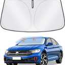 Sun Shade Sunshade for Volkswagen Jetta Windshield Cover, 4-Layer Front Window Shade Custom fit VW Jetta 2019-2024 2025 Sun Visor 240T Retractable Shade Blocks UV Rays Cooler Car Accessories