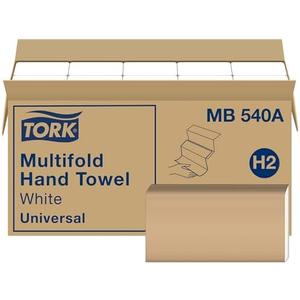 Tork Multifold Hand Towel White H2, Universal, 100% Recycled Fibers, 16 x 250 Towels, MB540A