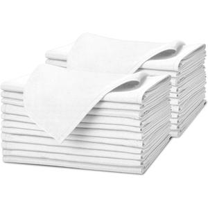 Avalon Kitchen White Cloth Napkins Bulk (Pack of 24) - 100% Polyester Dinner Linen Napkins Cloth Washable & Reusable - Durable with Hemmed Edges - Ideal for Parties and Weddings (17x17 Inches)