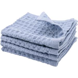 Sea Me At Home Waffle Washcloths Set, 100% Turkish Cotton (Denim)