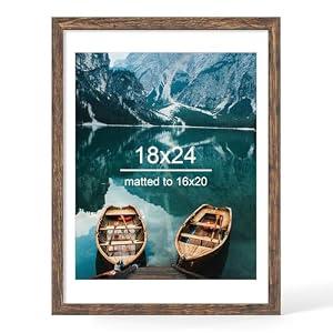 Hongkee 18x24 Picture Frame, Rustic Brown Wood Style, Wall Mounting