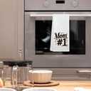 4 x Mom #1 - Decorative Kitchen Towel 16"x24"  Hand Towel for Moms Bathroom, Gifts for Mother's Day, Birthday, Christmas, etc.(018)