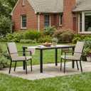 Outdoor Chair Cushions, Water-Resistant & Fade-Resistant, Patio Furniture Lawn Dining Chair Seat Replacement with Mid Back, Ties Zipper, Removable Cover, 18 x 16.5 Inch, Set of 4, Beige
