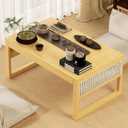 OKCMTR Japanese Floor Coffee Table,Bamboo Low Table for Sitting,Japanese TeaTable for Tatami Living Room Bay Window Meditatio(Wood Color)