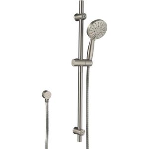 All Metal Brushed Nickel Shower Slide Bar System, 5-Function Handheld Shower Head with Slide bar, 304 Stainless Steel Hose with Brass Outlet Elbow, 32-inch Slide bar, Adjustable Holder Set