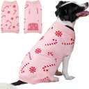 LUBOT New Ugly Christmas Sweaters for Puppy Cute Funny Wintertime and Holiday Parties Knitted Pullover Sweater Santa Small Dog Pink Candy XX-Large