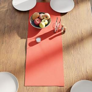 Encasa XO Table Runner 13x48 in Long | Cotton Canvas Fabric | Beige Solid Color | Machine Washable & Durable