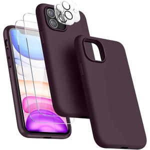 2 x for Purple iPhone 11 Case with Screen Protector,Purple Silicone Phone Case for iPhone 11 i Phone 11 Cases with Camera Cover,Slim Funda para Covers iPhone11 Phone Case for Women.(Dark Purple)