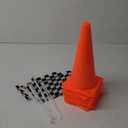 Bekith 12 Pack 12 Inch Plastic Traffic Cones with Racing Chequered Flags, Orange Agility Sports Cones, Thick Soccer Training Cones for Outdoor Activity, Festive Events, Fitness Training