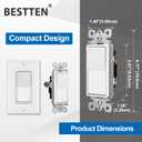 BESTTEN 10 Pack Single Pole Decorator Light Switch with Wallplate, 15A 120/277V, Rocker Paddle Wall Switch, On/Off Interrupter for LED and Other Lamps