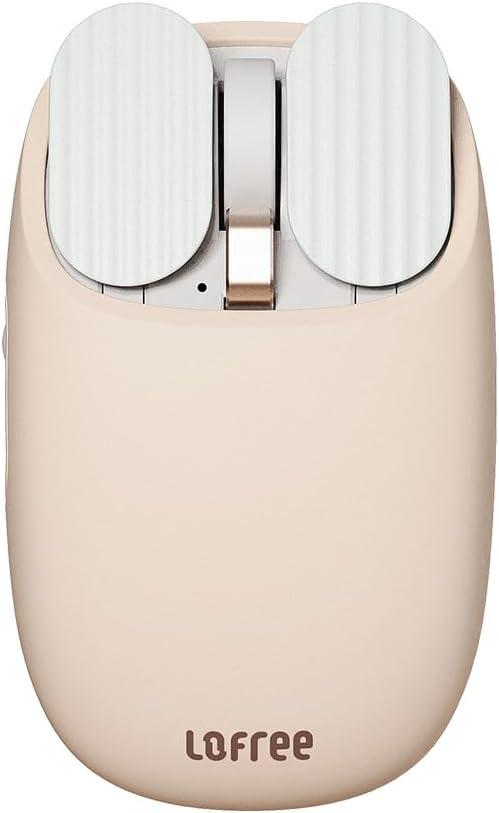 LOFREE Wavy Chips Dual-Mode Wireless Mouse with 5 Adjustable DPI Levels Compatible with Windows, MacOS, iOS, Android (Milk Tea)