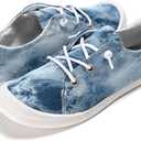 FUNKYMONKEY Shoes for Women, Comfort Low Top Canvas Slip On Sneakers Classic Casual Walking Shoes (Blue), 7