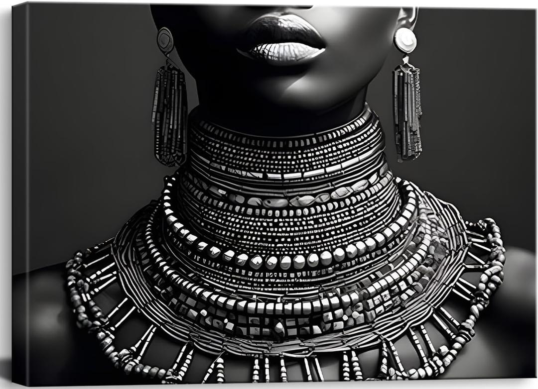 Framed Black Woman Wall Art African American feminist Canvas Wall Decor Fashion Charming Woman Pictures Prints Posters Black Paintings for Living Room Bedroom Home Decorations Ready To Hang (16x12 in) (16L" x 12W")