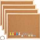 4 Pack Cork Board Bulletin Board Notice Pin Square Pin Wall Mounted Cork for Office Home and School, 15.7 x 12 Inches
