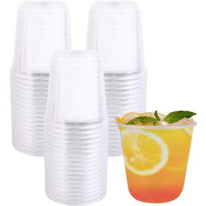 100 Pcs Disposable Stemless Glasses Plastic Cups Disposable Cold Party Drinking Cups Wine Glasses for Meeting Weddings Birthdays Cocktail Christmas Party Supplies (Clear,12 oz)