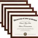 upsimples Certificate Frame with High Definition Glass, 8.5 by 11 Picture Diploma Document Frames for Wall and Tabletop, Mahogany 5 Pack