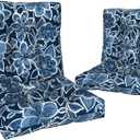 Outdoor Seat Chair Cushions, Tufted Back Patio Furniture Cushions Set of 2, Water Repellent Wicker Replacement for Home Garden Chairs, 42x21x4 Inch, Flower Navy