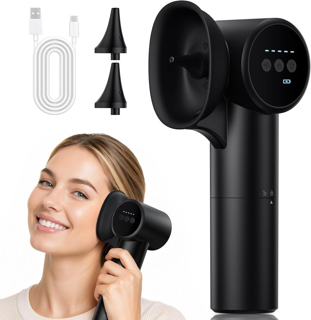 Upgraded Ear Wax Removal, Electric Ear Cleaner with Mild Drying, Safe & Gentle Automatic Ear Cleaner, Cleaning with Dual-Compartment Design, Electric Ear Wax Removal 5 Pressure Settings, IPX7, Black
