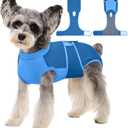 Kuoser Dog Recovery Suit, Female/Male Spay/Neuter Surgery Suit, Anti-Licking Pet Onesie, Blue, Small (7-15LB) (Small (Back: 11.4" - 13.4"; Weight: 7 - 15LB))
