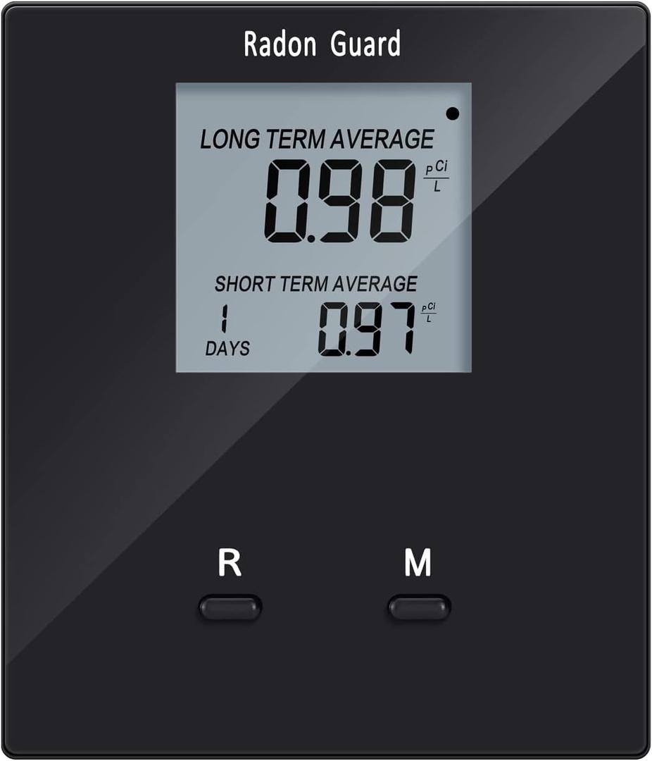 Home Radon Detector, Portable Radon Tester, Long and Short Term Monitor, Monitor Your Home Radon Level, Prevent Radon Exceed, Powered by Rechargeable Battery, Black