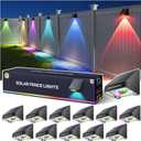 Solar Fence Lights Outdoor Waterproof, 9 Fixed Color  RGB Color Changing Modes, Brighter Spot Lens Fence Lights Solar Powered, Dusk to Dawn Deck Lighting Decor for Wall Step Stairs - 12 Pack