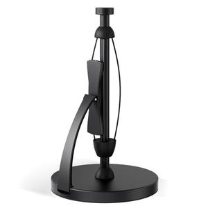VEHHE Paper Towel Holder Countertop, Black Paper Towel Holder with Spring Activated Arm and Damping Effect, Simply Tear Paper Towel Stand for Bathroom and Kitchen (Black)