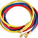 Uenede 3PCS Refrigerant Charging Hose 60" Length 600-3000PSI 1/4" Thread Fits for R12 R22 R134A 404 502 Car Air Conditioning and HVAC Charging Manifold Gauge Hose Tube Red/Yellow/Blue Three Colors