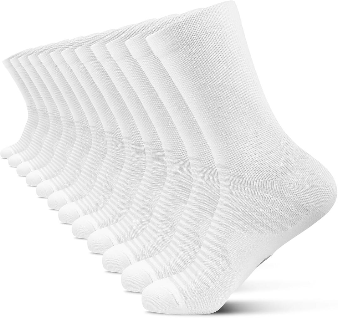 PAPLUS Athletic Crew Compression Socks (6 Pairs) for Men & Women, Running Socks With Arch Support (Large-X-Large)