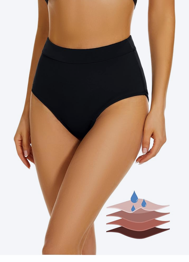 Period Swimwear Bikini Menstrual Leakproof Swim Bottoms UPF 50+ Waterproof Brief Light Flow for Women Girls Teens, XS