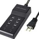 USB Charger,50W USB Charging Station with 10-Port (6 USB-A Port & 4 USB-C Port) Compatible with iPhone 15/14/13/12/11/X/8/7/6 Phones, Watch,Tablets, Smartphones Black